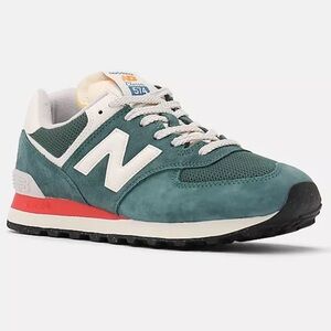 New Balance 574 Green and White Sneakers